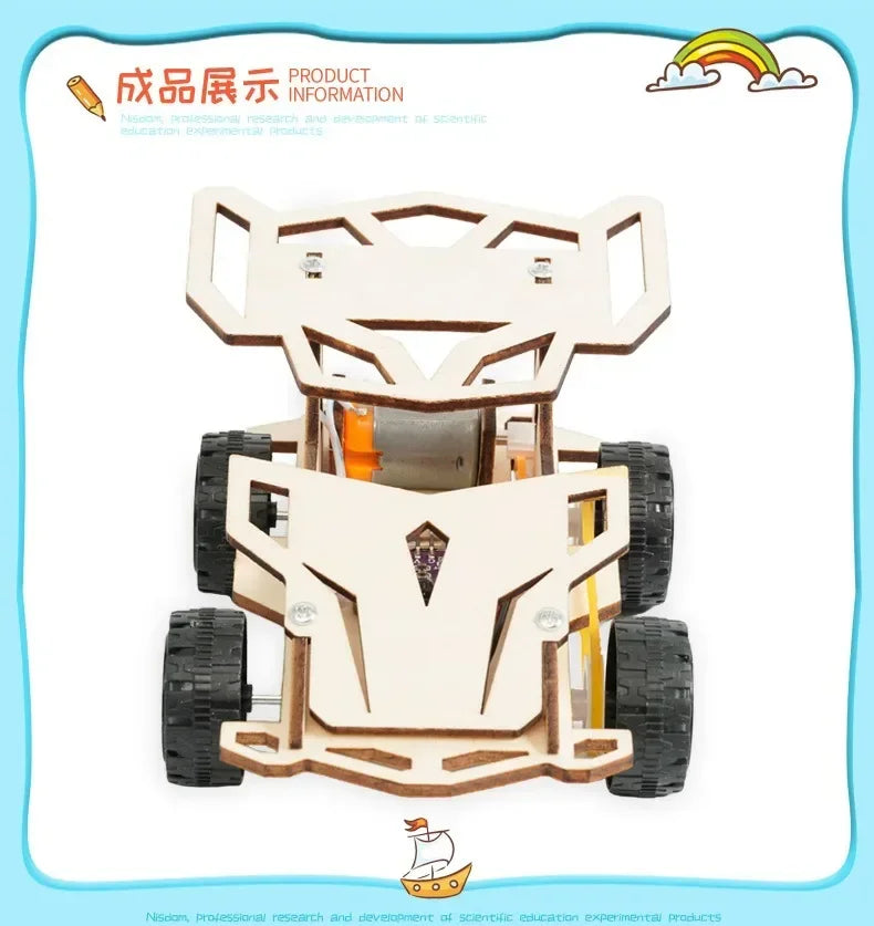 DIY Wooden Remote Control Car 4WD STEM Educational Kit