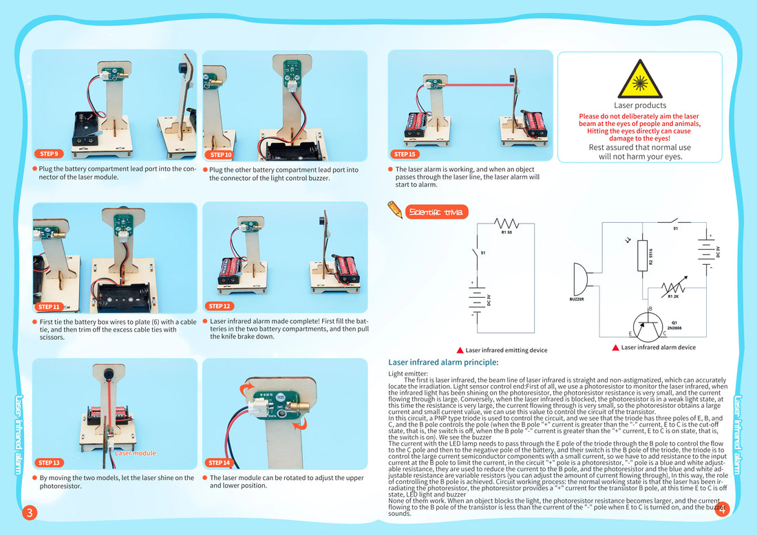 DIY Infrared Alarm STEM Educational Science Kit for Kids