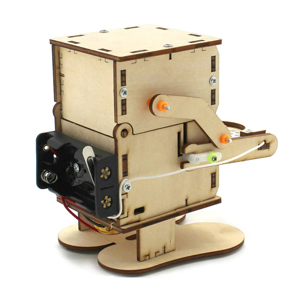 DIY Wooden Coin-Eating Robot STEM Education Kit