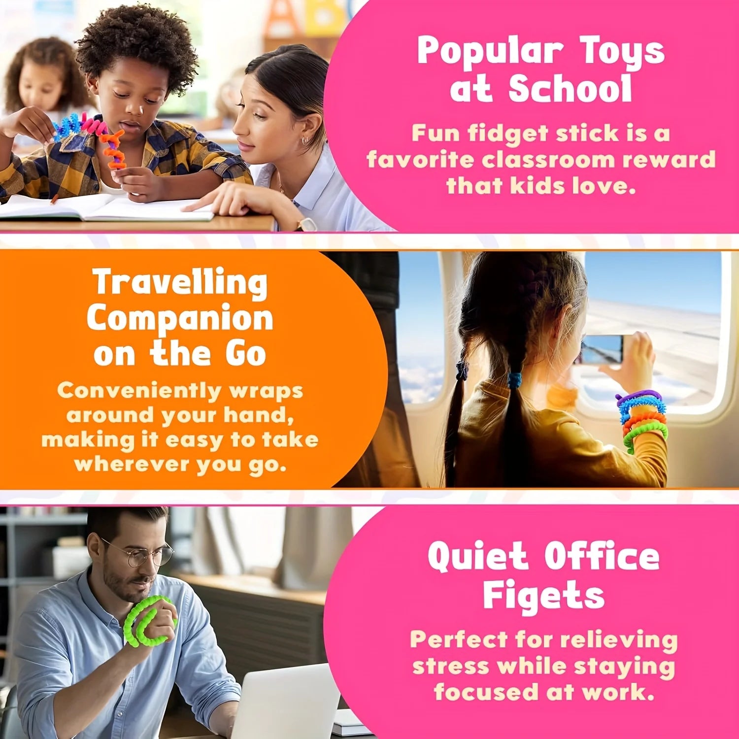 Fidget Sensory Sticks – Calming Anxiety Relief Toys for Kids & Students