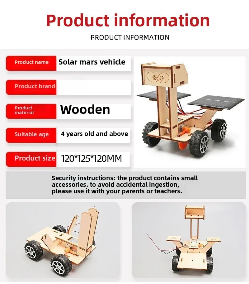 DIY Solar Lunar Exploration Car 3D Wooden Science Kit