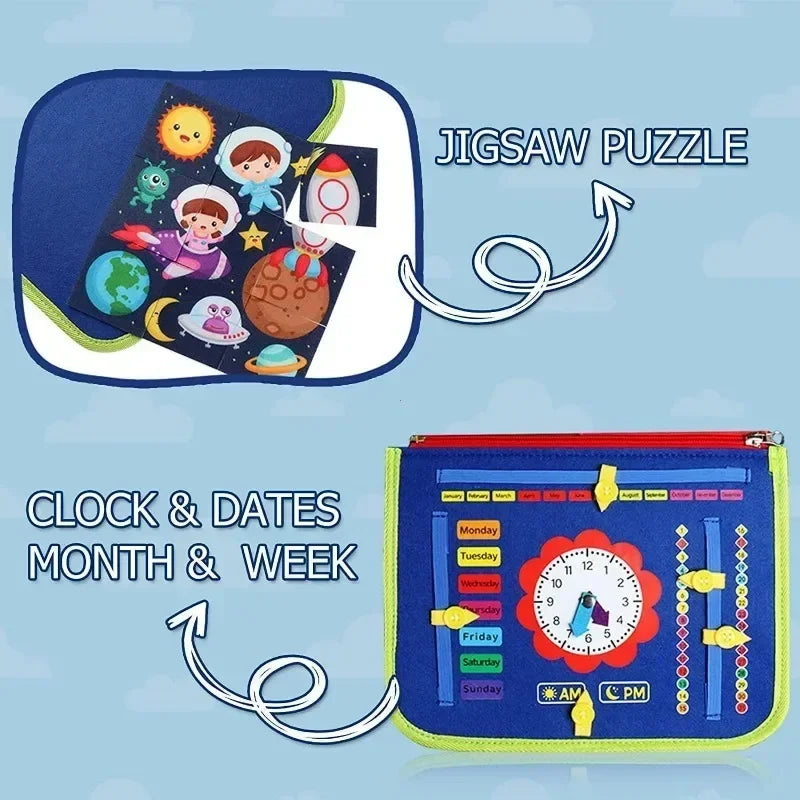 Montessori Felt Busy Board Travel Toy for Kids
