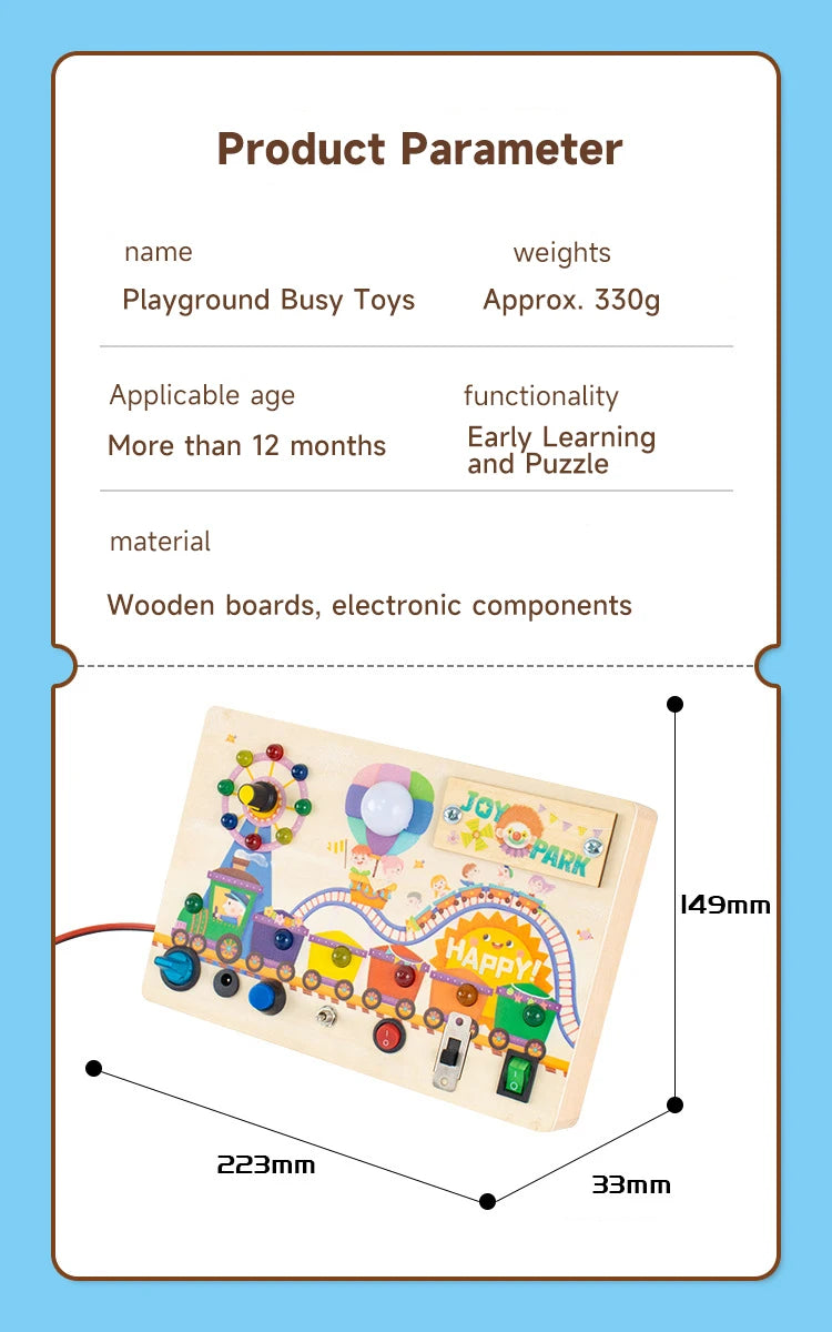 Montessori LED Busy Board – Early Learning Sensory Toy for Kids