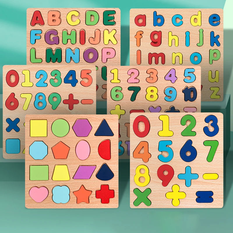 Montessori Wooden Alphabet & Number Puzzle