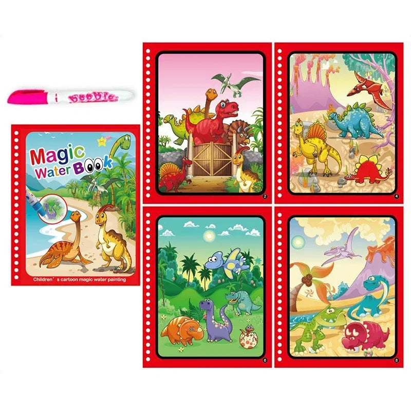 Magic Water Drawing Book with Pen – Reusable Coloring Toy for Kids
