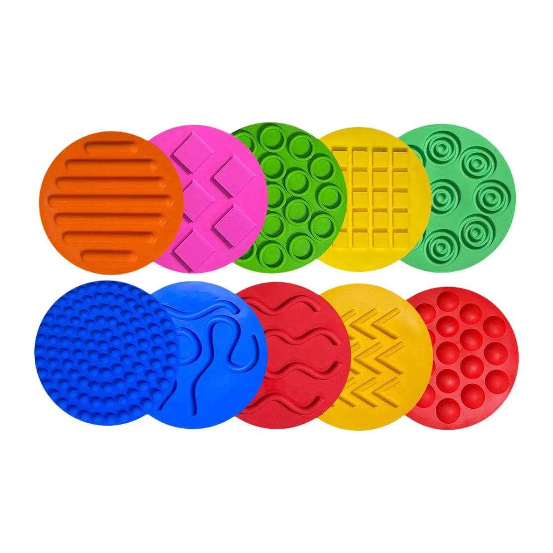10pcs Sensory Silicone Mats – Textured Learning Discs for Kids & Toddlers