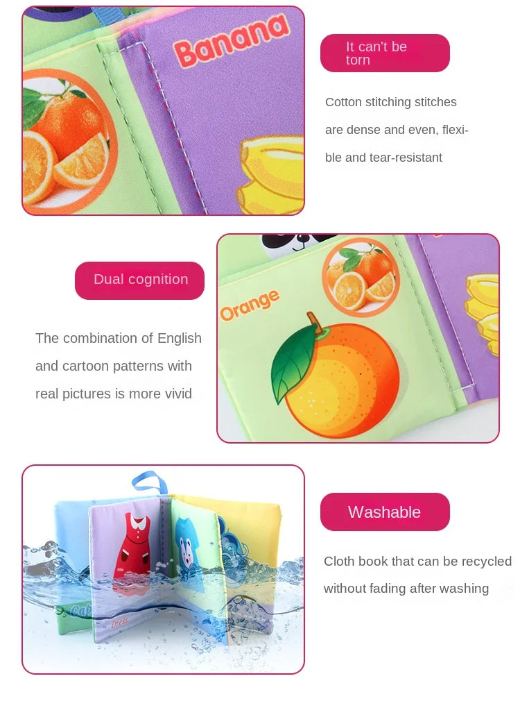 Baby Soft 3D Cloth Book – Animal Family Montessori Learning Toy