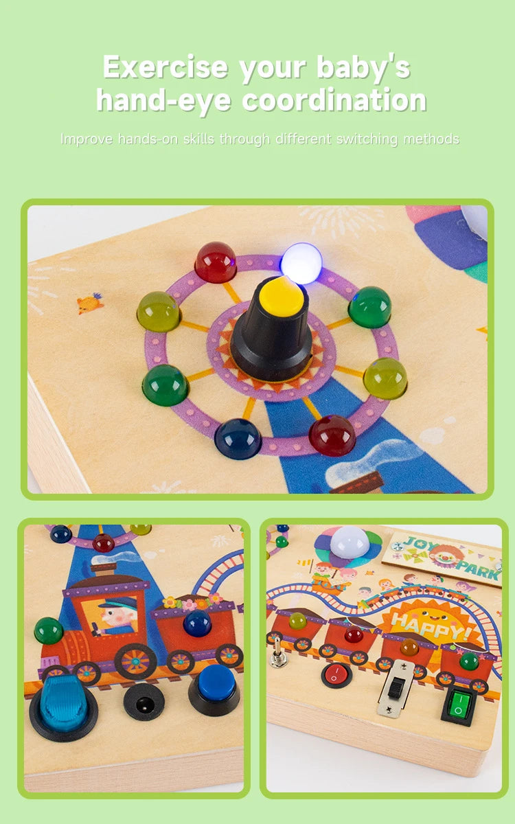 Montessori LED Busy Board – Early Learning Sensory Toy for Kids