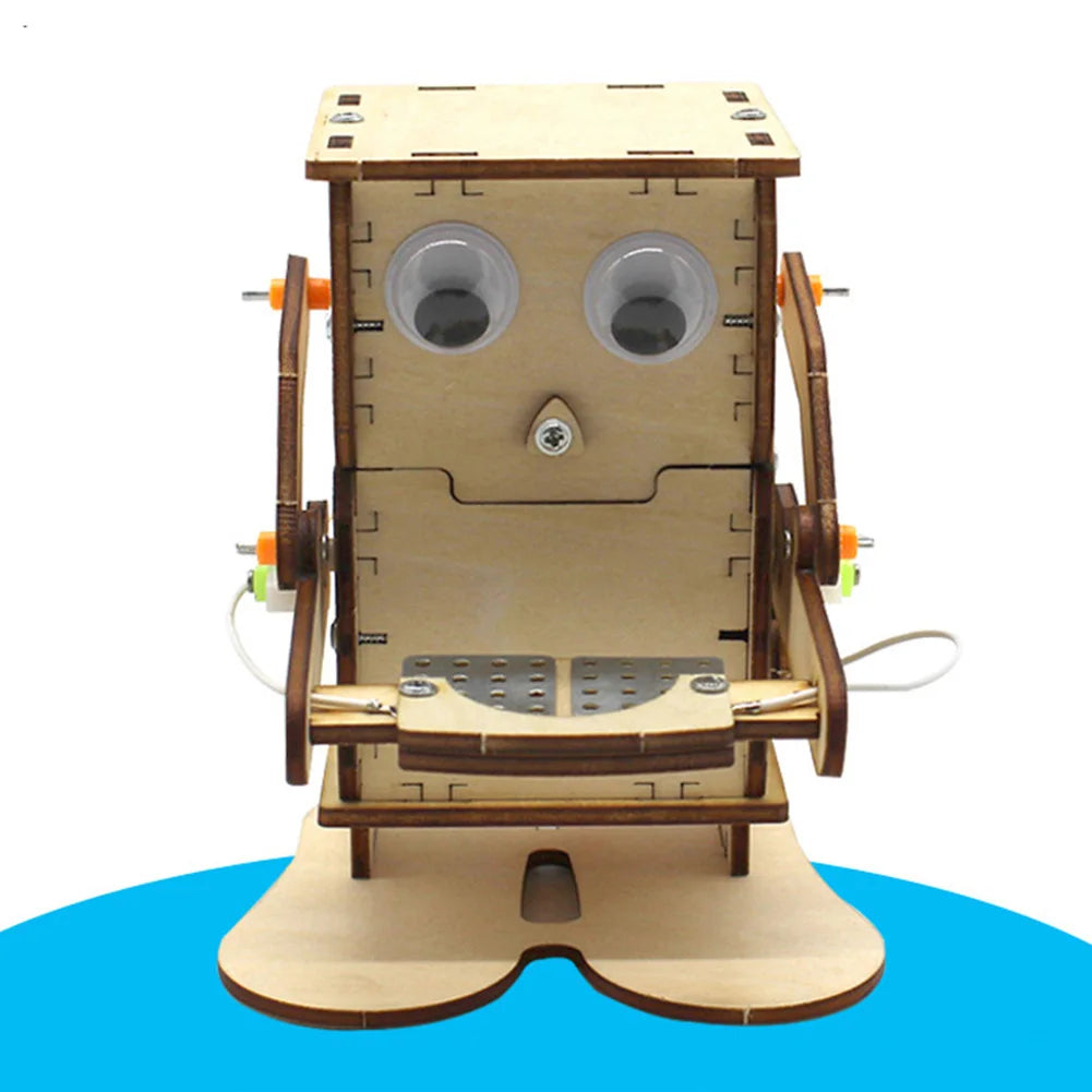 DIY Wooden Coin-Eating Robot STEM Education Kit