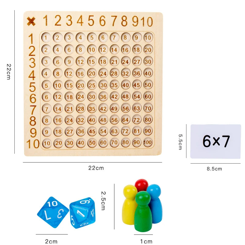 Montessori Wooden 99 Multiplication Board