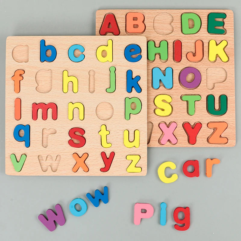 Montessori Wooden Alphabet & Number Puzzle