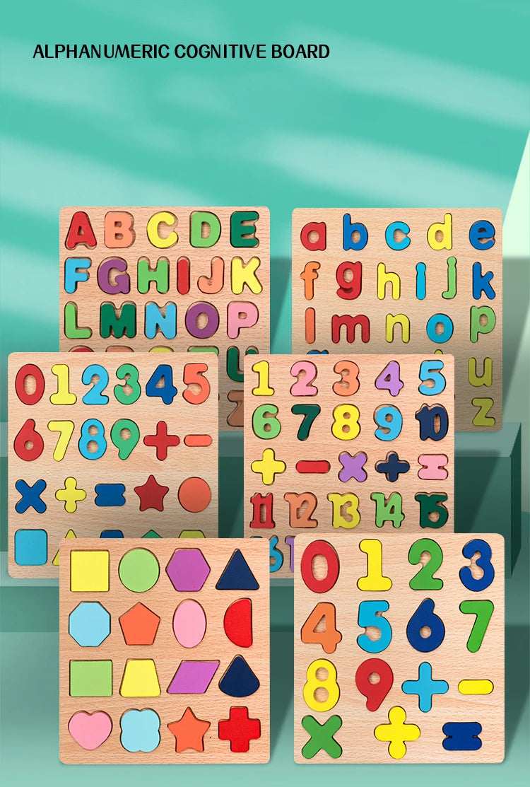 Montessori Wooden Alphabet & Number Puzzle