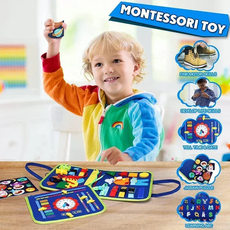 Montessori Felt Busy Board Travel Toy for Kids