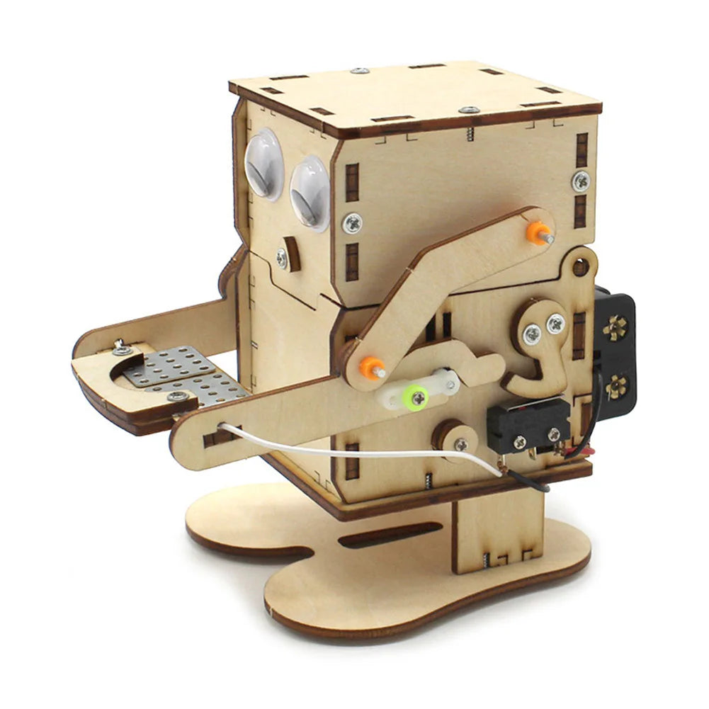 DIY Wooden Coin-Eating Robot STEM Education Kit